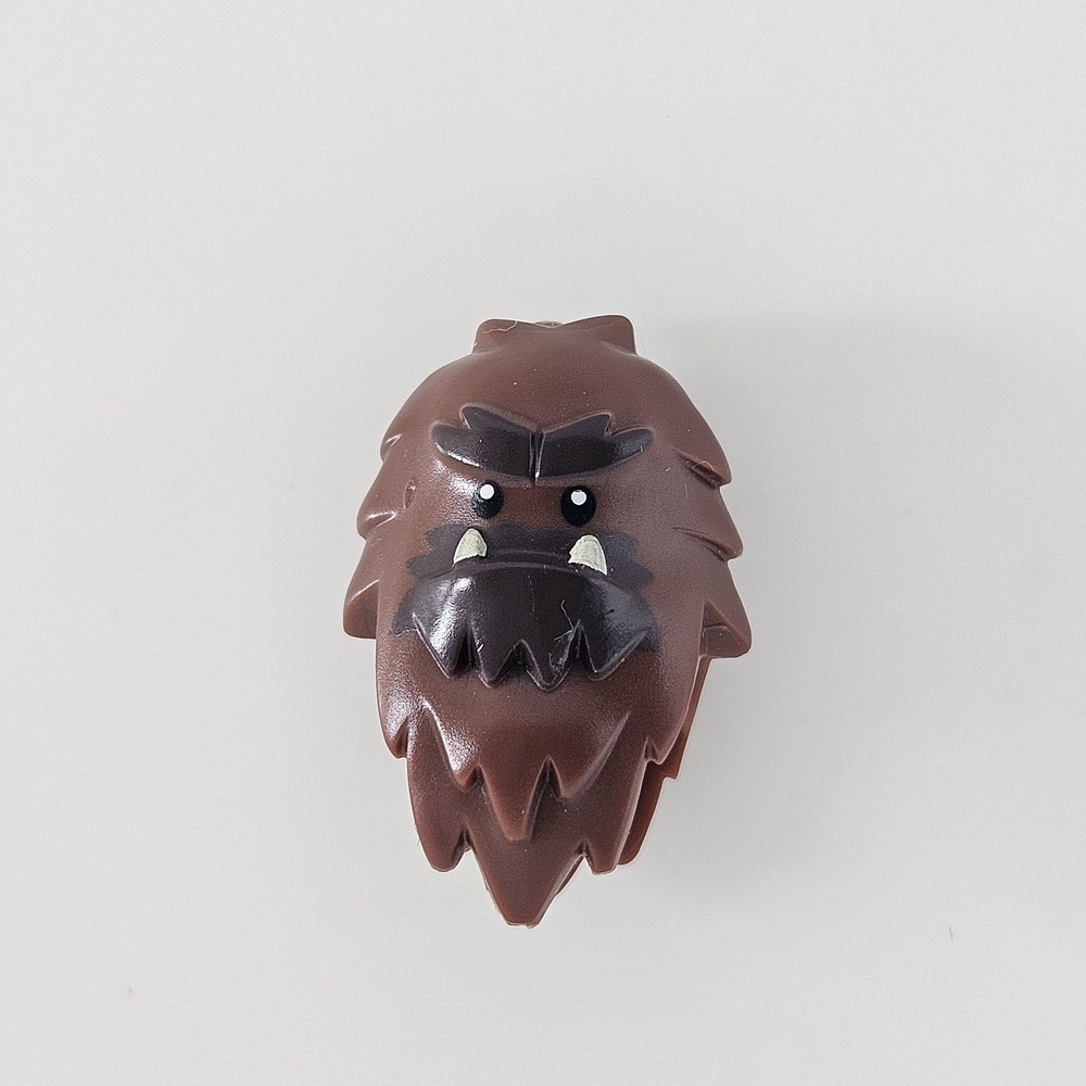 LEGO Yeti with Shaggy Hair Minifigure Head Dark Brown Fur and White Teeth